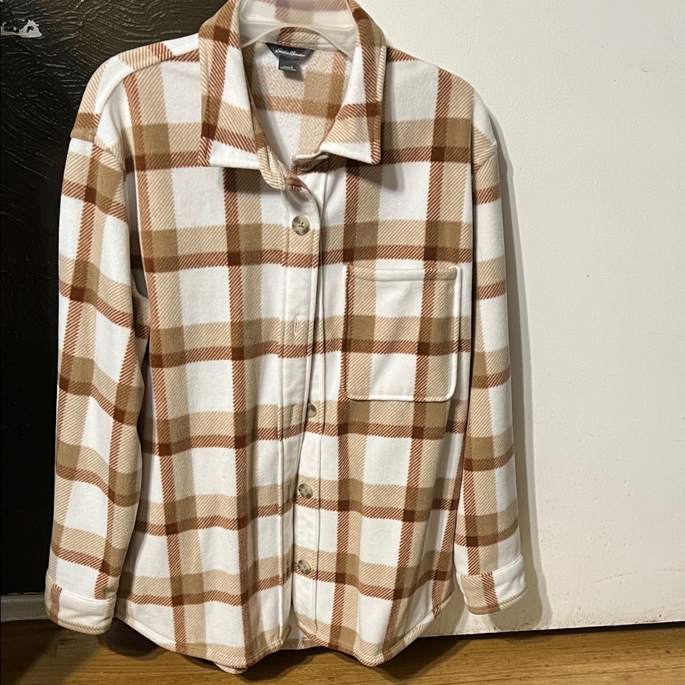 Eddie Bauer Plaid Blazer in Brown and Cream